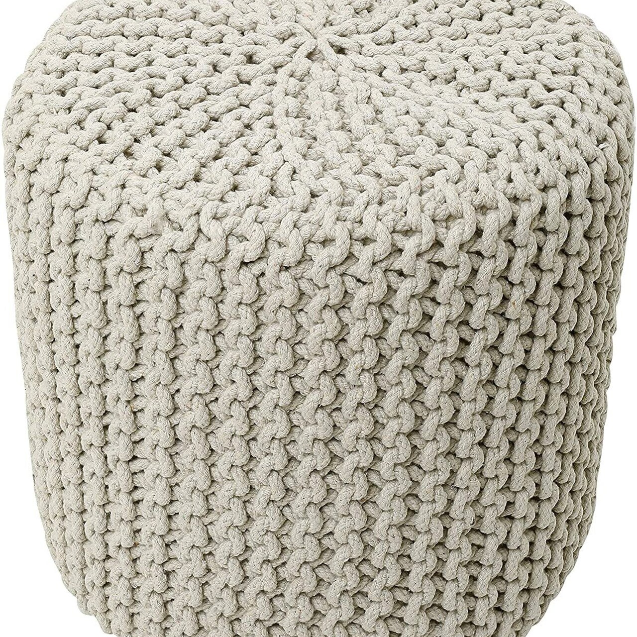 Edge Collections-16" x 16"-Handcrafted Knitted Pouf for Home Seating-1 pcs